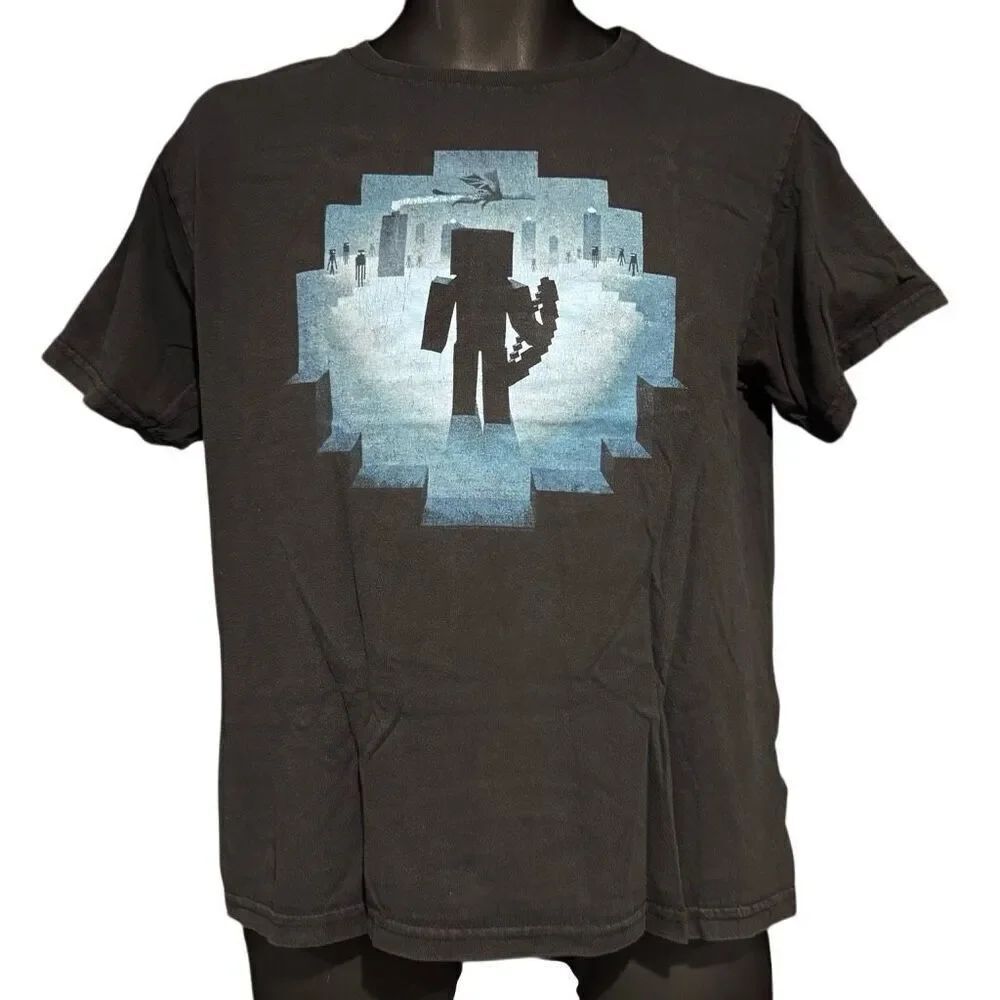 Minecraft Steve Cave Enderdragon Enderman Nether Blue T-Shirt Kid’s XL